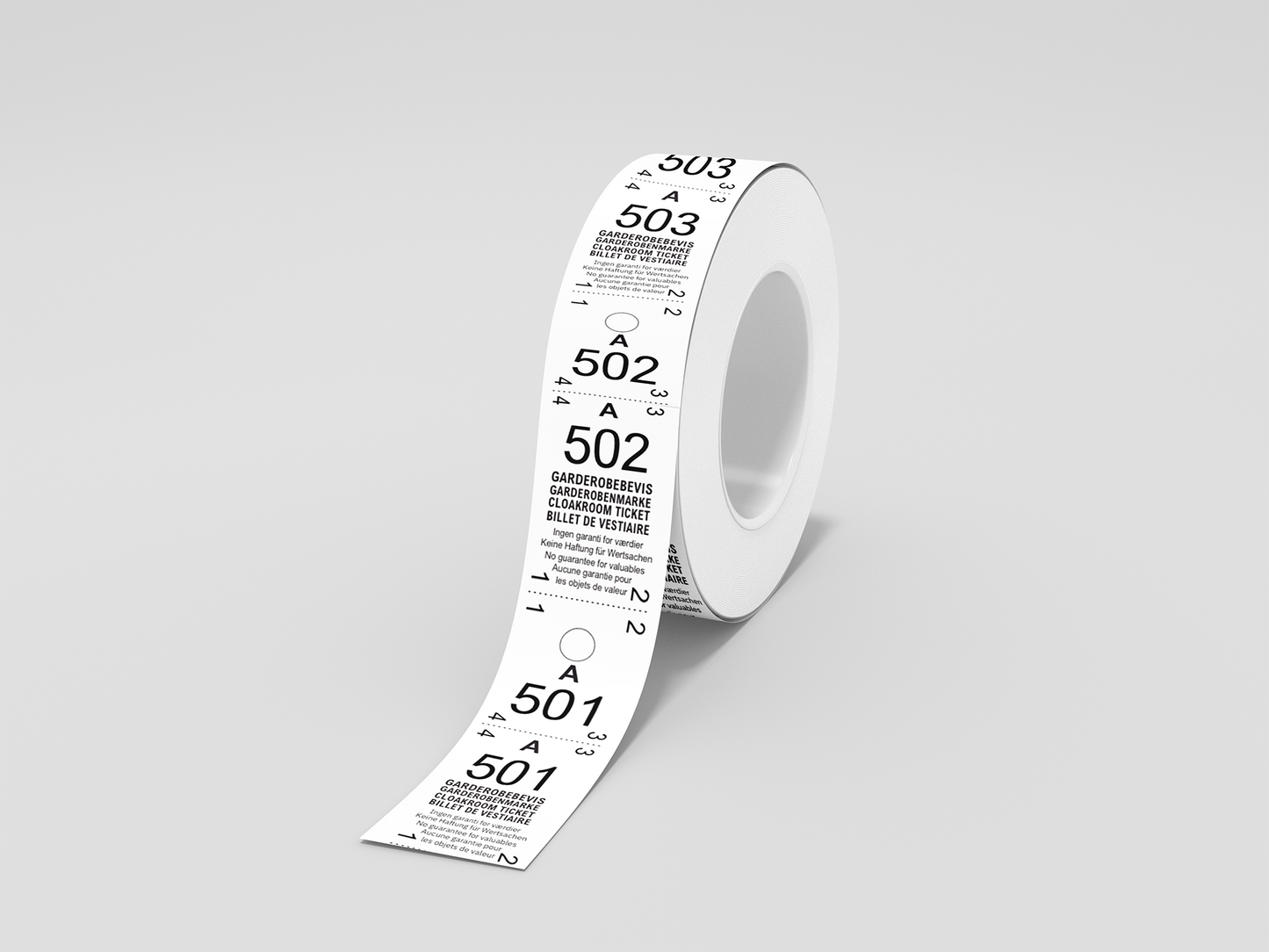 Hvide Garderobemærker 2-delt (500 stk). Billetter fra JM Band®.