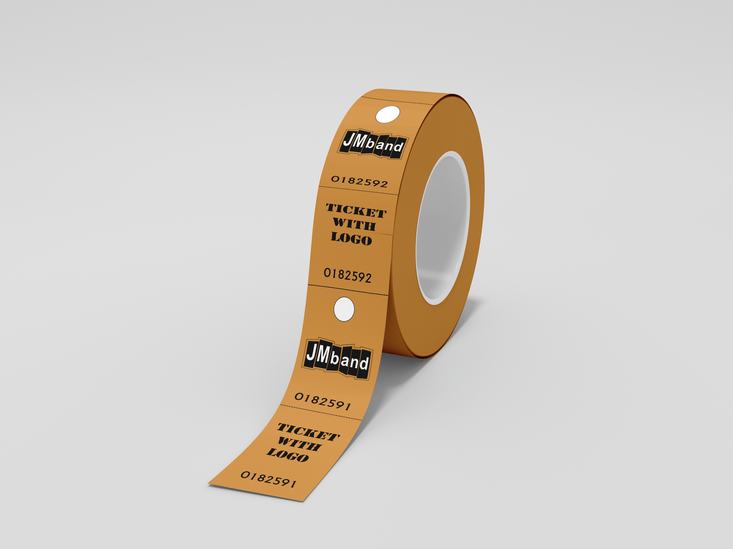 Orange Billetter fra JM Band®. 2-delte garderobebilletter med tryk