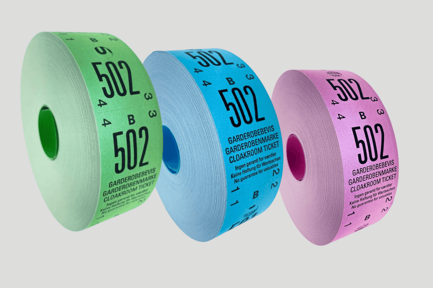 Billetter fra JM Band®. 2-delte termiske garderobebilletter (1000stk)