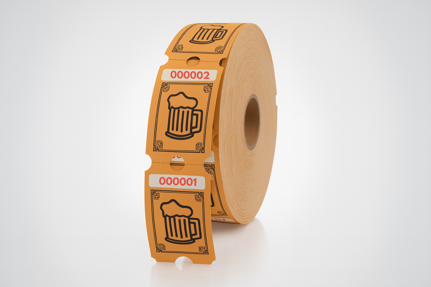 Ølkuponer. Drinksbilletter med motiv af en øl (1000stk). Billetter fra JM Band®.