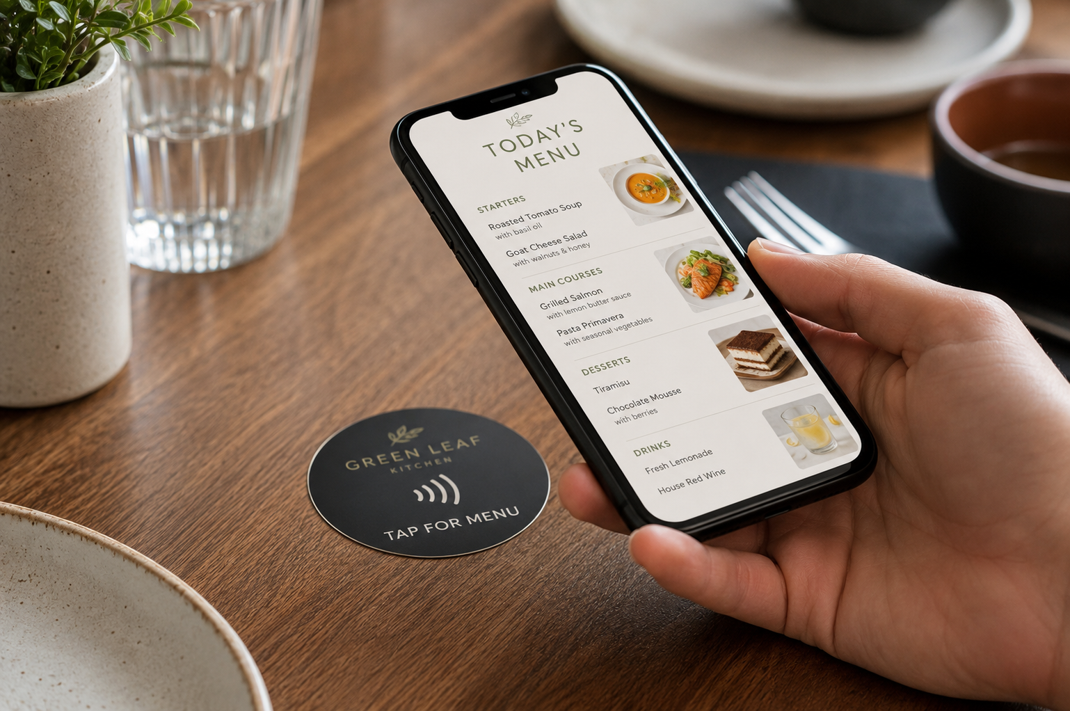 Digitale menukort med NFC stickers i travle frokostcaféer