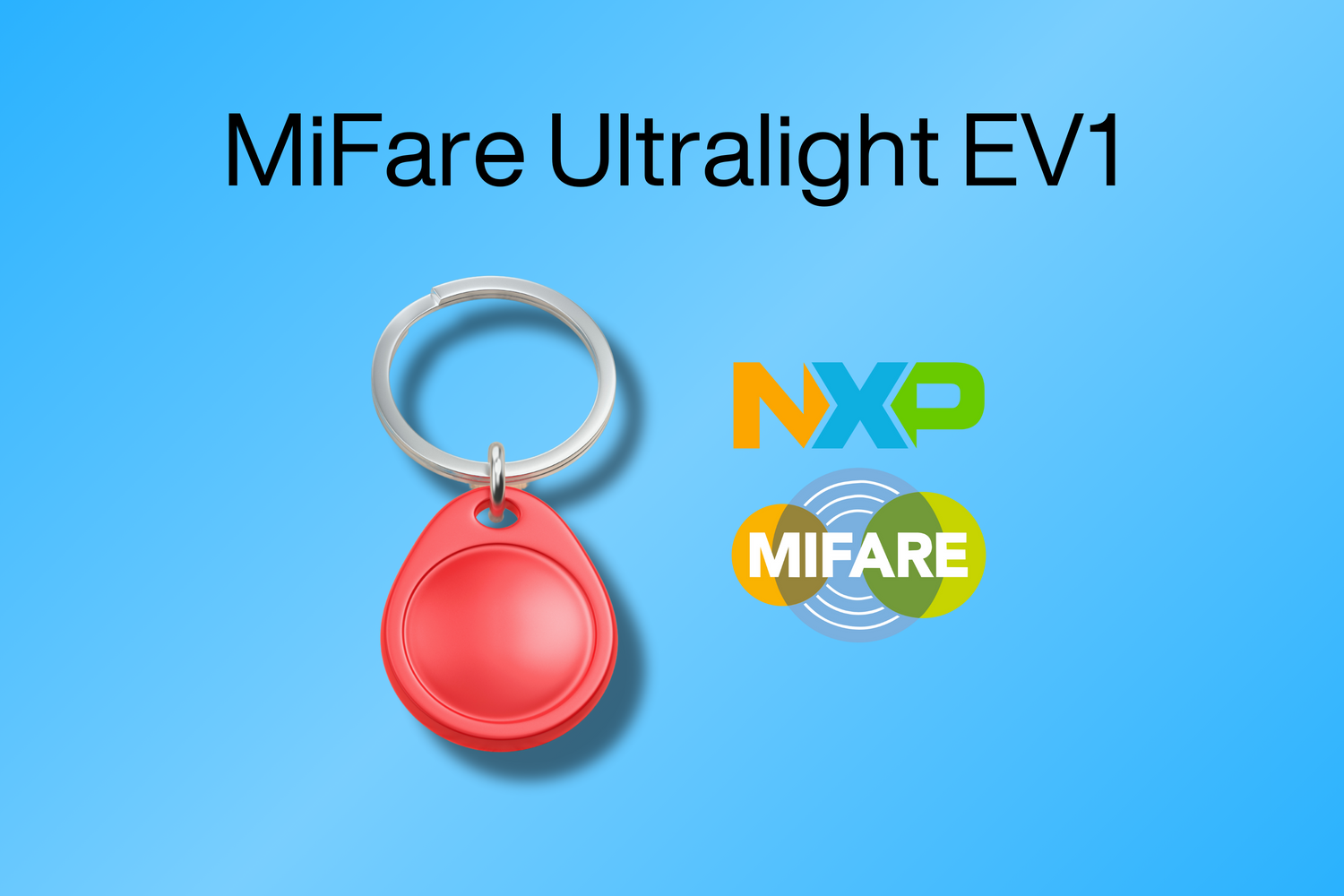 Et billede af en MiFare Ultralight EV1 nøglebrik fra JM Band