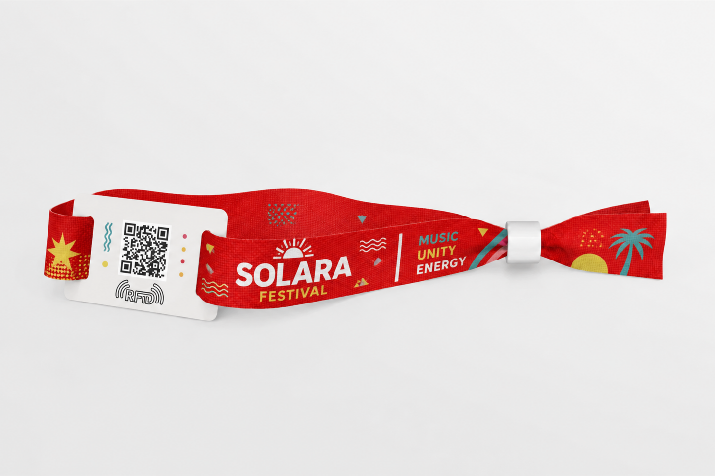 RFID Stofarmbåned med farvetryk til festivaler og andre events