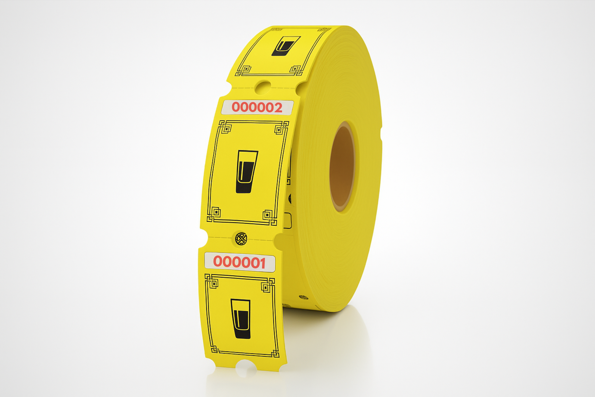 Shotskuponer. Drinksbilletter med motiv af et shot (1000stk). Billetter fra JM Band®.