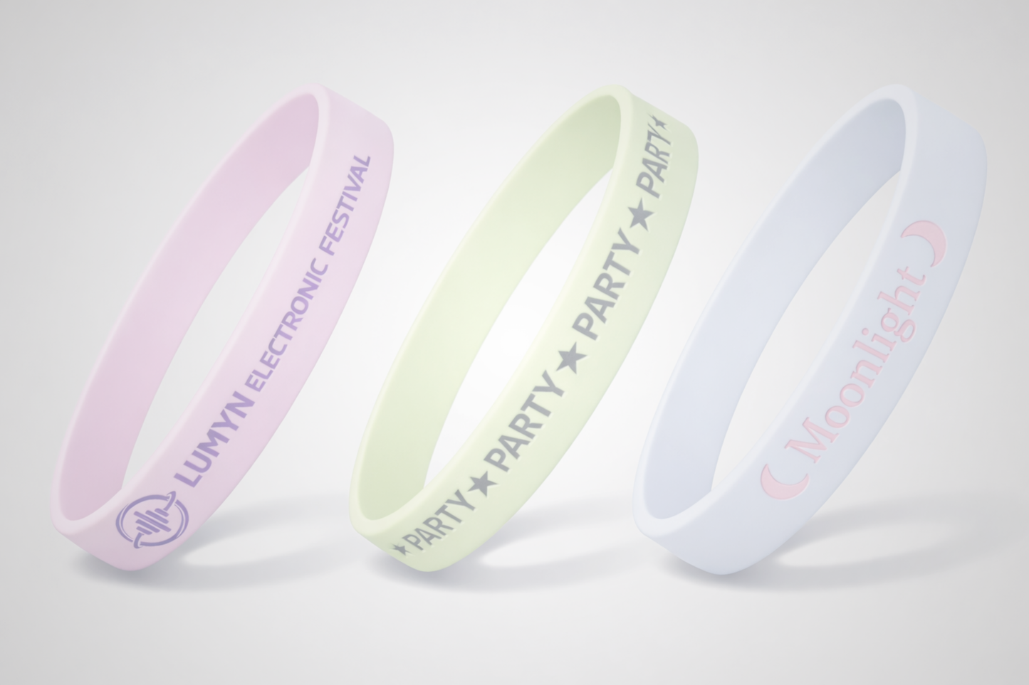 Selvlysende silikonearmbånd fra JM Band® med eget design 