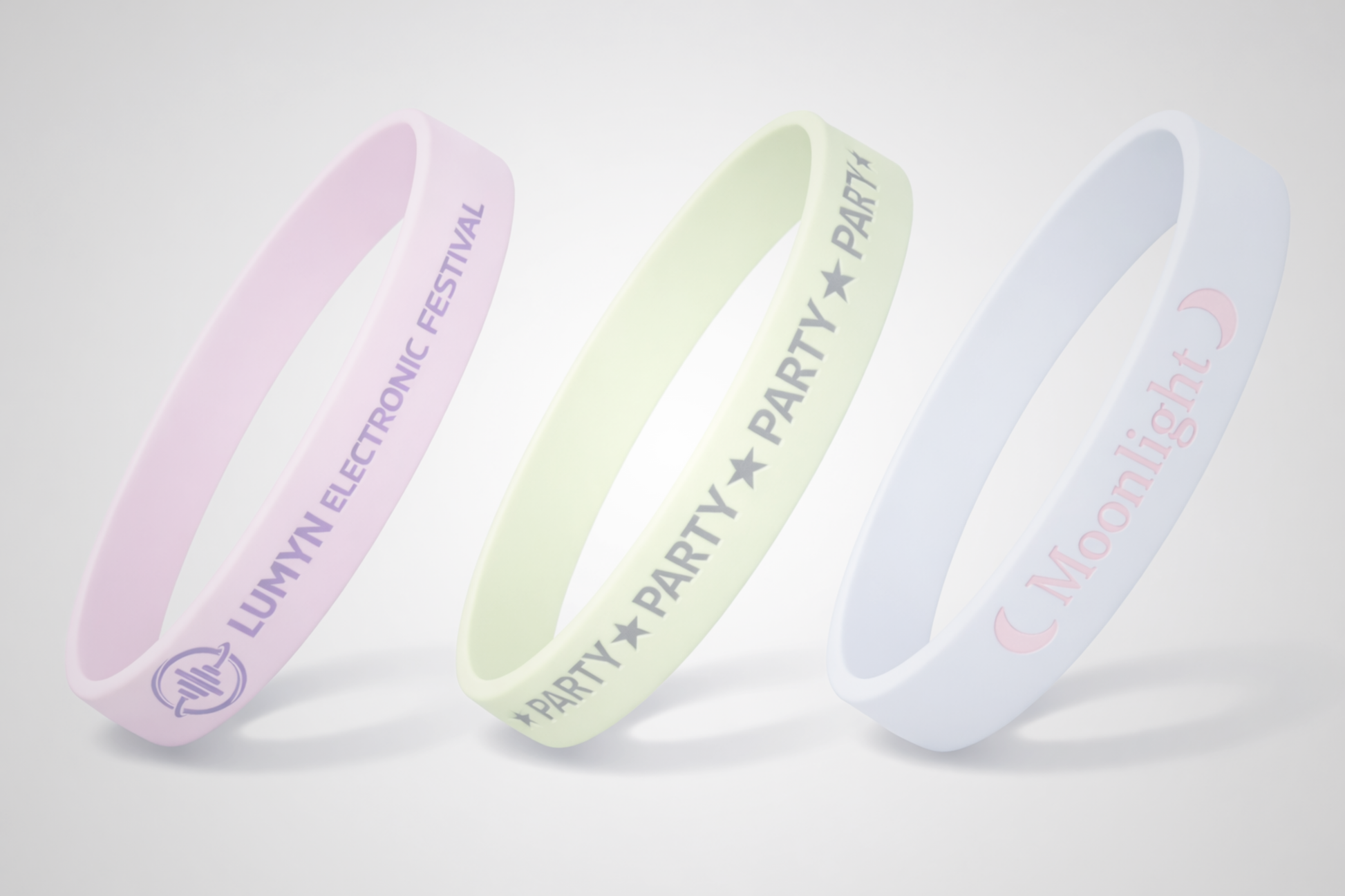Selvlysende silikonearmbånd fra JM Band® med eget design 
