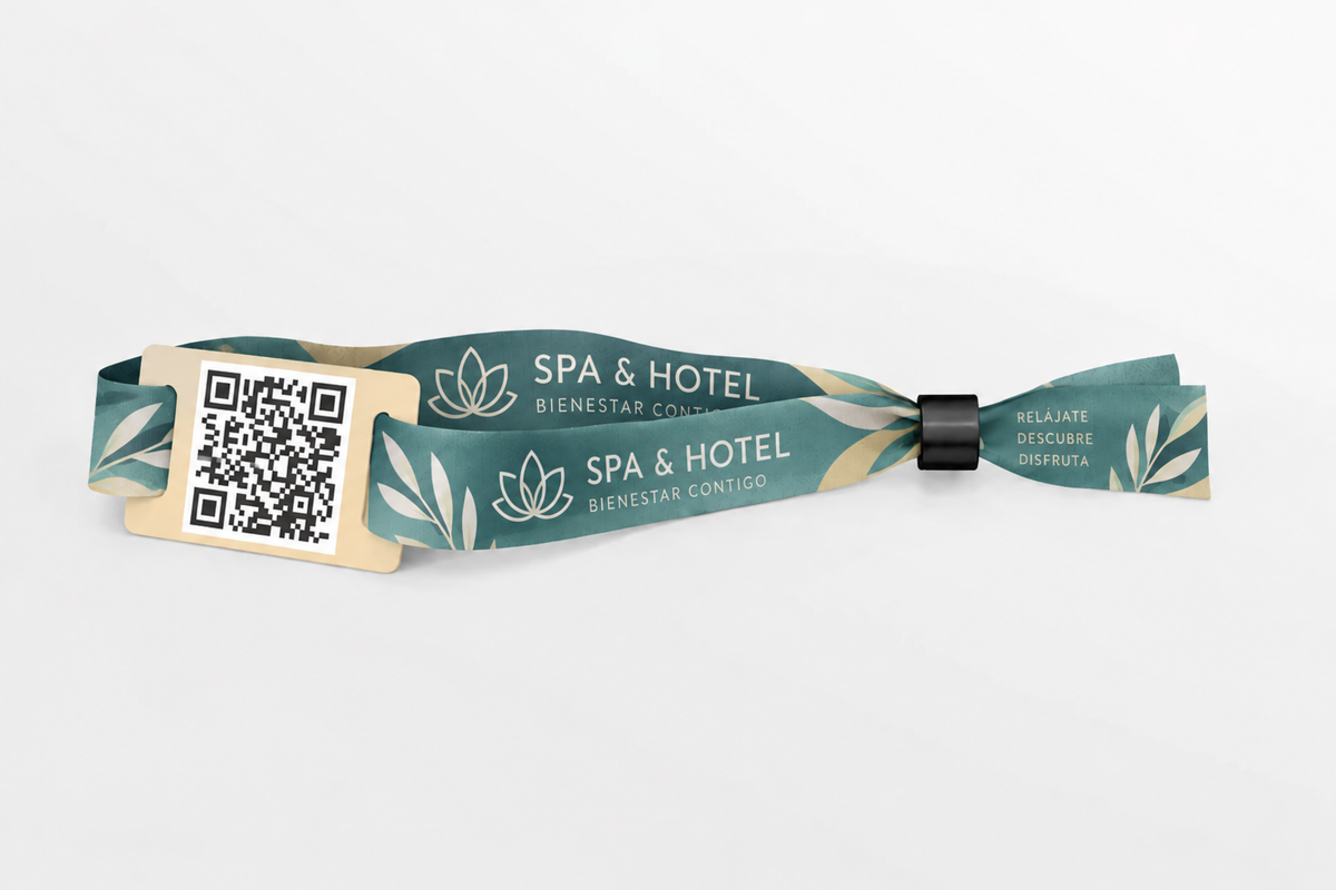 Stofarmbånd med QR-kode og farvetryk