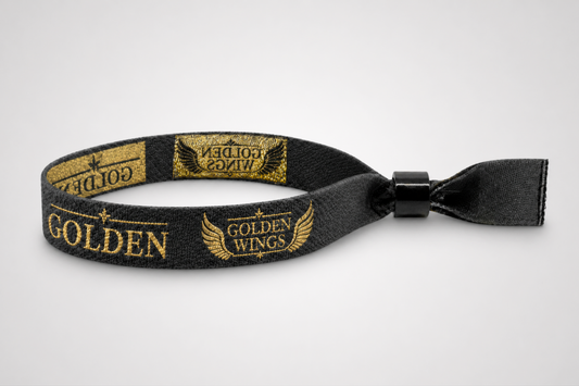 Vævet festivalarmbånd med metallisk tråd