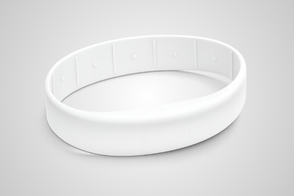 Hvidt Silikonearmbånd fra JM Band® med tryk og RFID