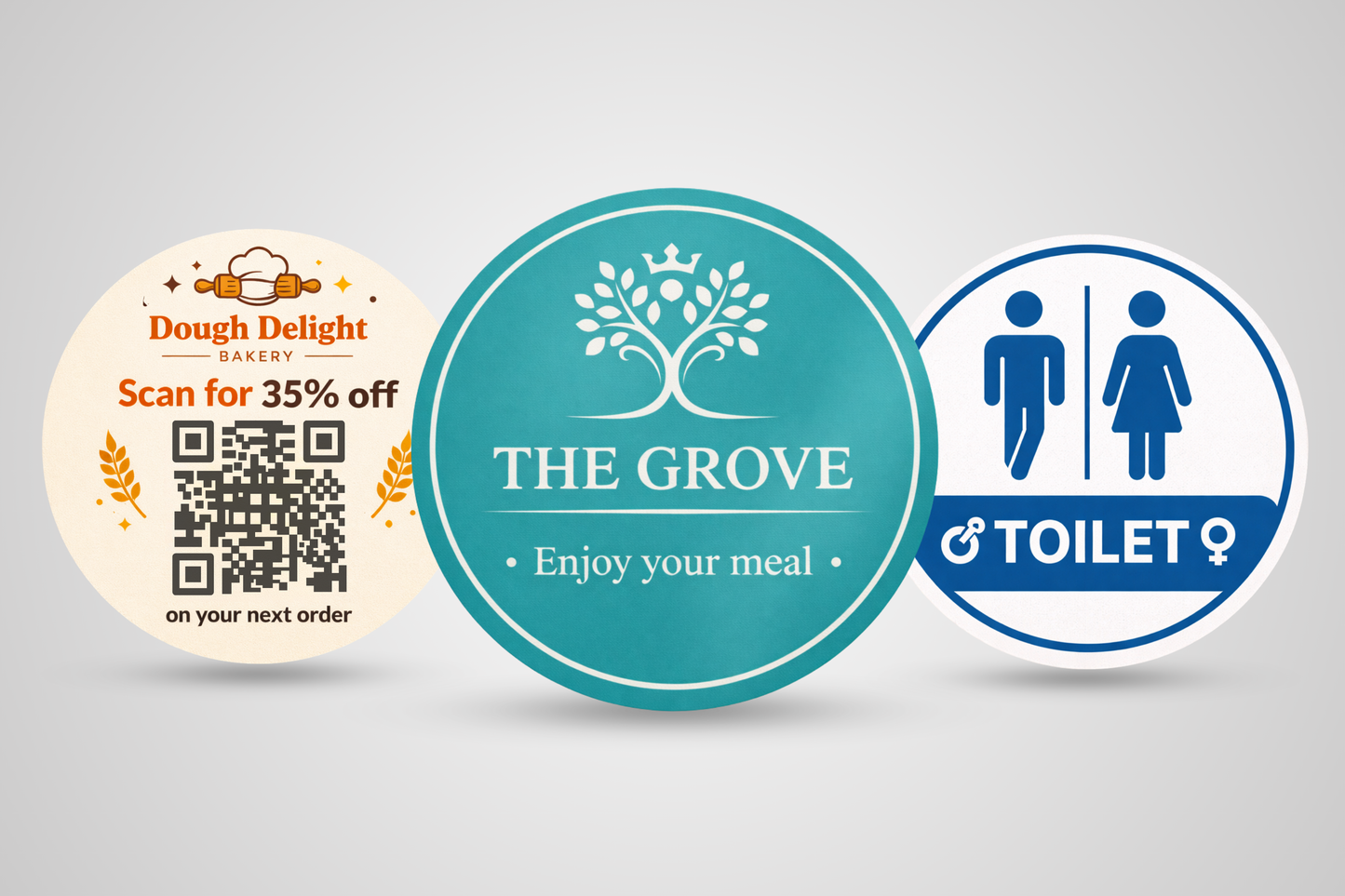 Et foto af klistermærker med tryk til virksomheder - JM Band®